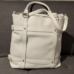 JustFab White Leather Bucket Purse